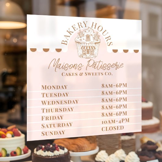 Pink Cupcake French Bakery Pastry Shop Store Hours Raamsticker