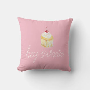 Pink Cupcake Hey Sweetie Personalize Pillow Kussen