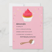 Pink Cupcake Invitation de fête d'anniversaire (Devant)
