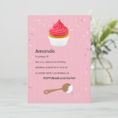 Pink Cupcake Invitation de fête d'anniversaire (Debout devant)