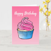 Pink Cupcake Plié Greeting Carte Anniversaire (Fleur jaune)