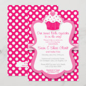 Pink Cupcake Polka Dot Girl Baby shower Invitation (Devant / Derrière)