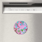 Pink Cupcakes frigo aimant rond (In Situ (Lave-vaisselle))
