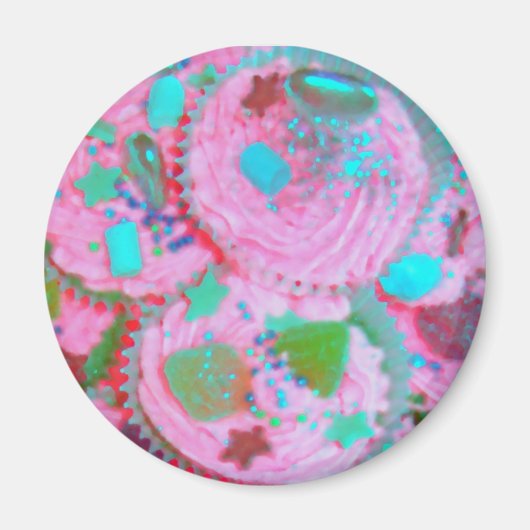 Pink Cupcakes frigo aimant rond (Devant)