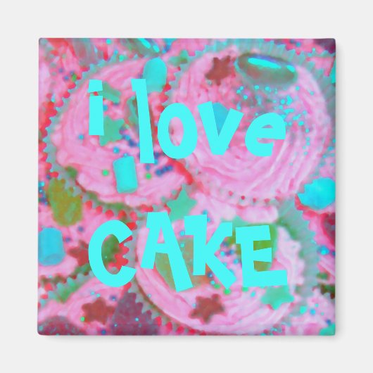 Pink Cupcakes 'i love cake' frigo aimant (Devant)