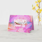 Pink Cupcakes Sweet 16 Carte d'anniversaire person (Fleur jaune)