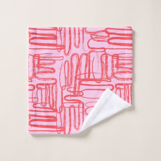 Pink Curve Wavy Squiggle Abstract Modern (Gant de toilette)