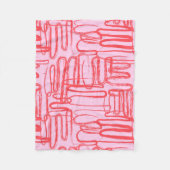 Pink Curve Wavy Squiggle Abstract Modern Fleece Deken (Voorkant)