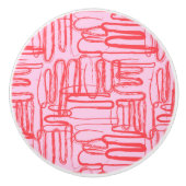 Pink Curve Wavy Squiggle Abstract Modern Keramische Knop (Voorkant)