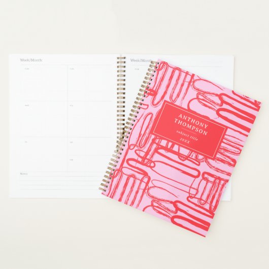 Pink Curve Wavy Squiggle Abstract Modern Planner (Display)