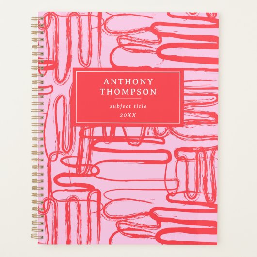 Pink Curve Wavy Squiggle Abstract Modern Planner (Voorkant)