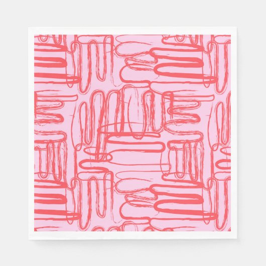Pink Curve Wavy Squiggle Abstract Modern Servet (Voorkant)