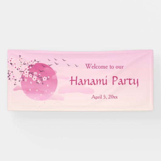 Pink Custom Cherry Blossom Festival Rising Sun Spandoek (Horizontaal)