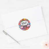 Pink Custom Comic Book Superheld Birthday Party Ronde Sticker (Envelop)