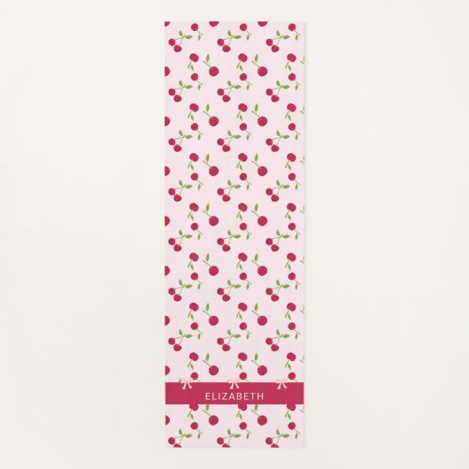 Pink Custom Cute Cherry Print Pattern Coquette  Yogamat (Voorkant)