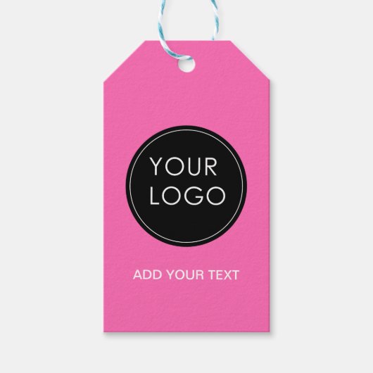 Pink Custom Logo Business Company Cadeaulabel (Voorkant)