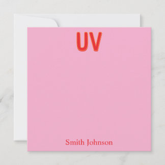 Pink Custom Monogram Stationery Kaart
