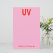 Pink Custom Monogram Stationery Note Card (Staand voorkant)