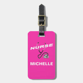 PINK Custom Nurse Name Bagagelabel