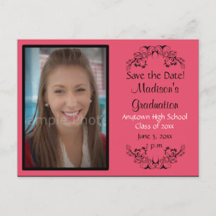 Pink Custom Photo Graduation Enregistrer la carte