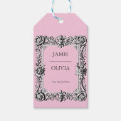PINK Custom Victorian Scroll Frame  – wedding Cadeaulabel (Voorkant)