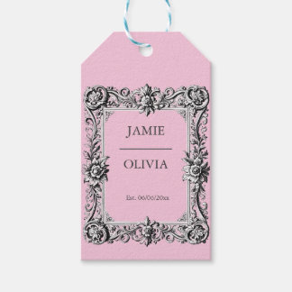 PINK Custom Victorian Scroll Frame  – wedding Cadeaulabel