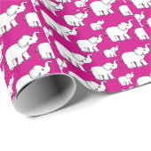 Pink Cute Animal Pattern Cartoon Elephant Pattern Cadeaupapier (Rol Hoek)