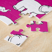 Pink Cute Animal Pattern Cartoon Elephant Pattern Legpuzzel (Zijkant)