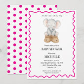 Pink Cute Baby Elephant Baby Shower Invitation  (Devant / Derrière)