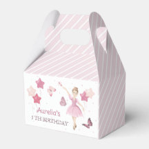 Pink Cute Ballerina Birthday Favor Box