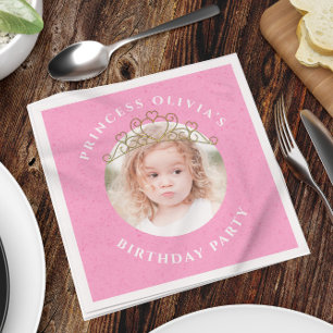 Pink Cute Birthday Photo Princess Tiara Sweet Servet