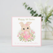 Pink Cute Bunny Grandgirl 1ère carte Pâques (Debout devant)