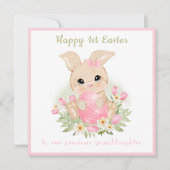 Pink Cute Bunny Grandgirl 1ère carte Pâques (Devant)