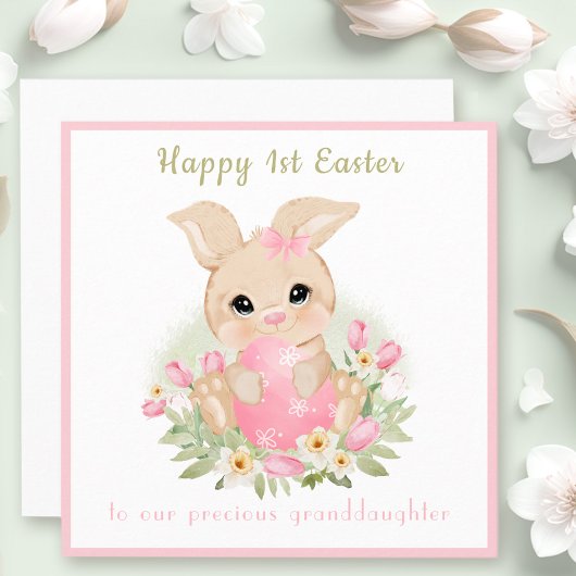 Pink Cute Bunny Grandgirl 1ère carte Pâques