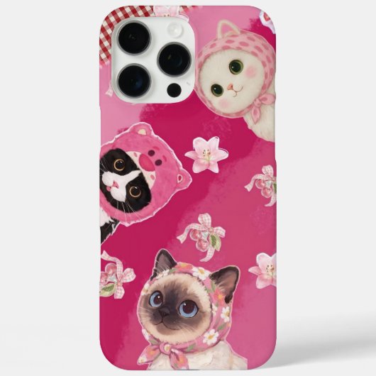 Pink Cute Cat Phone Case Kawaii Kitten Aesthetic (Achterkant)