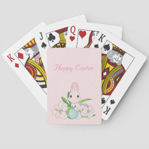 Pink Cute Happy Paast Bunny Pokerkaarten