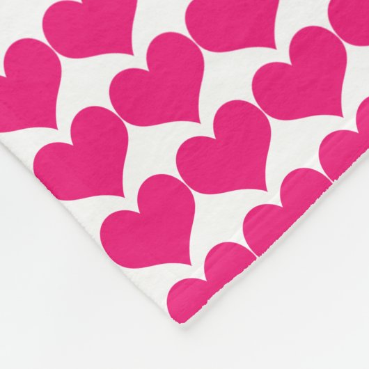 Pink Cute Hearts Pattern Fleece Blanket (Hoek)