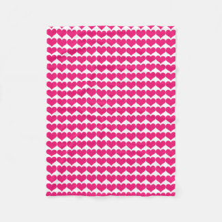 Pink Cute Hearts Pattern Fleece Blanket Deken