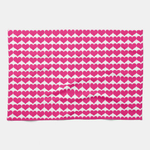 Pink Cute Hearts Pattern Kitchen Towel Theedoek