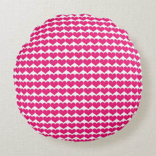 Pink Cute Hearts Pattern Round Pillow Rond Kussen