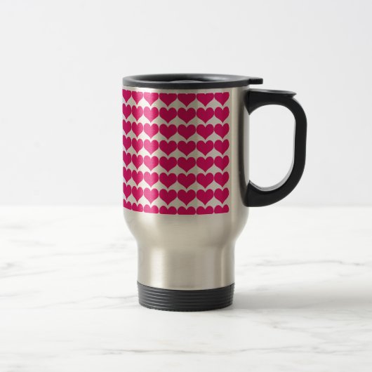 Pink Cute Hearts Pattern Travel Mug Reisbeker (Rechts)