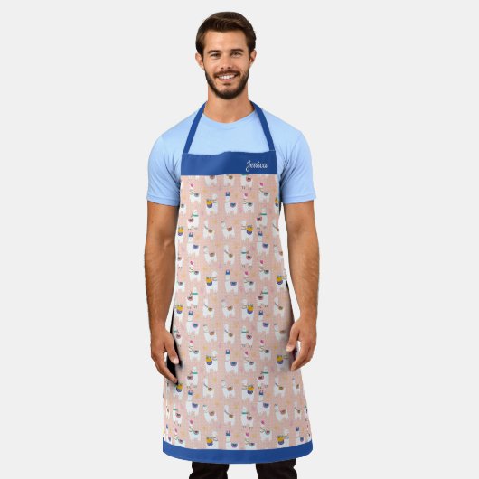 Pink Cute Llama Pattern Schort (Gedragen)