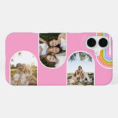 Pink Cute Modern 3 Photo Layout Custom iPhone Hoesje (Achterkant horizontaal)