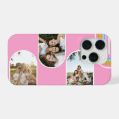 Pink Cute Modern 3 Photo Layout Custom iPhone Hoesje (Achterkant horizontaal)