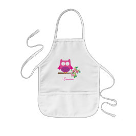 Pink Cute Owl Personalised Kinder Apron Schort