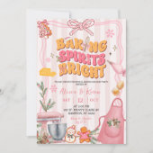 Pink Cute Retro Stripes Baking Spirits Bright Kaart (Voorkant)