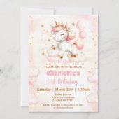 Pink Cute Unicorn Girl Anniversaire Invitation (Devant)