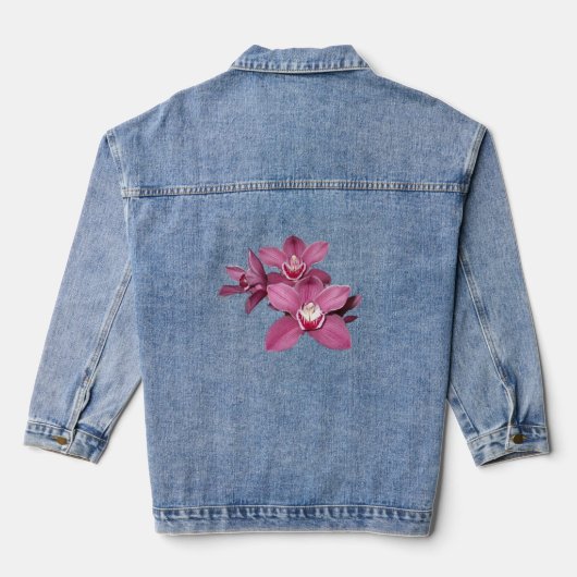 Pink Cymbidium Orchids Denim Jacket (Verso)