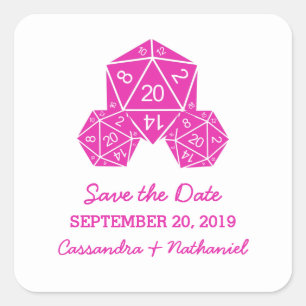Pink D20 Dice Enregistrer les stickers Date