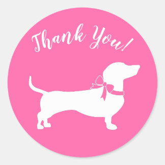 Pink Dachshund Wiener Dog Baby shower Ronde Sticker